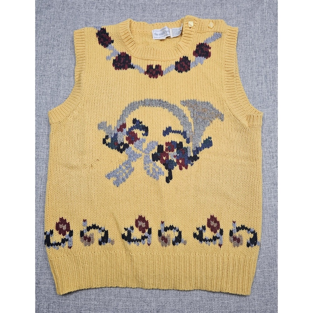 Vintage The Eagles Eye Sweater Vest‎ Womens Large Wool Floral Embroidered 90s
